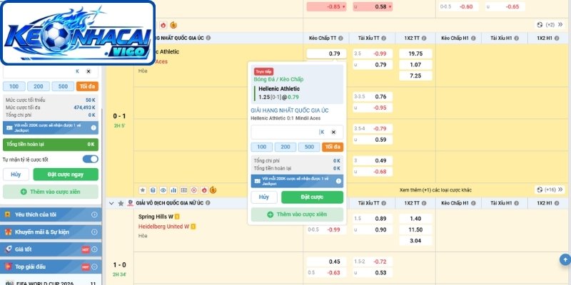 Chọn thời điểm xuống tiền cược kèo chấp 1.25