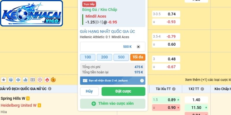 Phương thức tính tiền kèo chấp 1.25